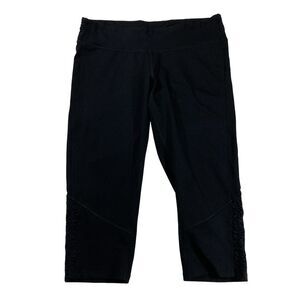 C9 Champion Leggings Womens L Black Capri Mid Rise Ruched Athleisure